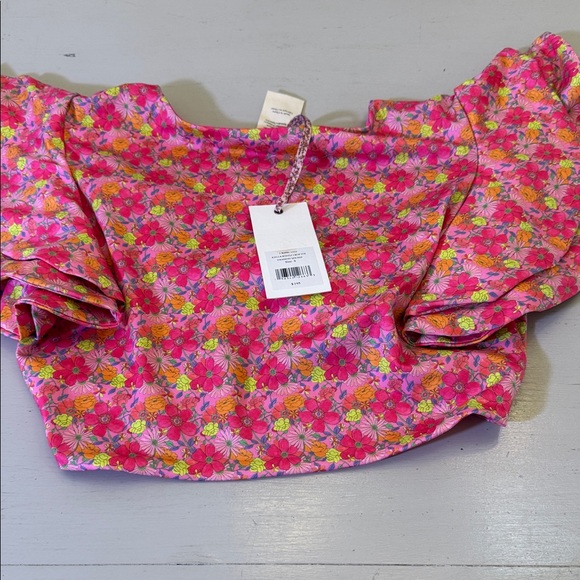LoveShackFancy Kiella Ruffle Crop Top Passion Sound NWT Size Small - Picture 5 of 8